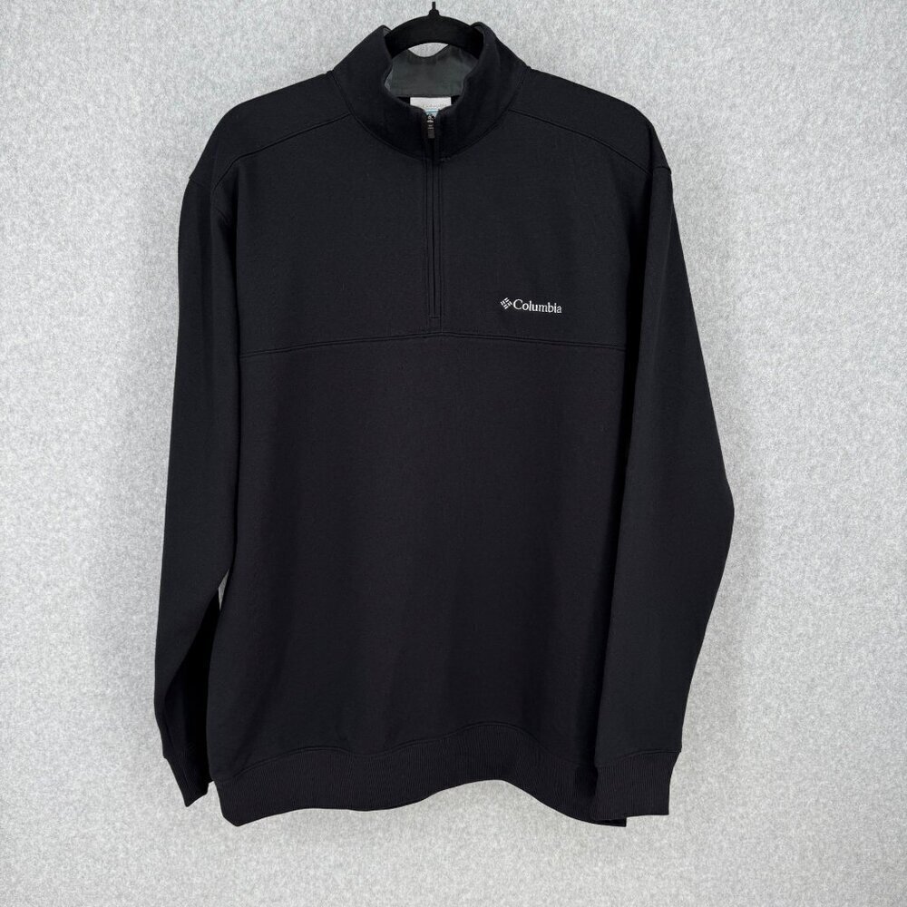 Columbia Mens 1/4 Zip Fleece Lined Pullover Sweatshirt Size M Black Outdoor EUC